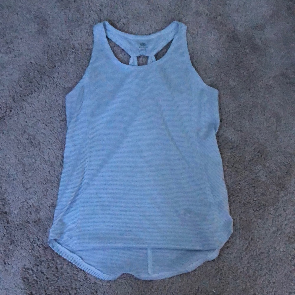 white and blue striped tank top